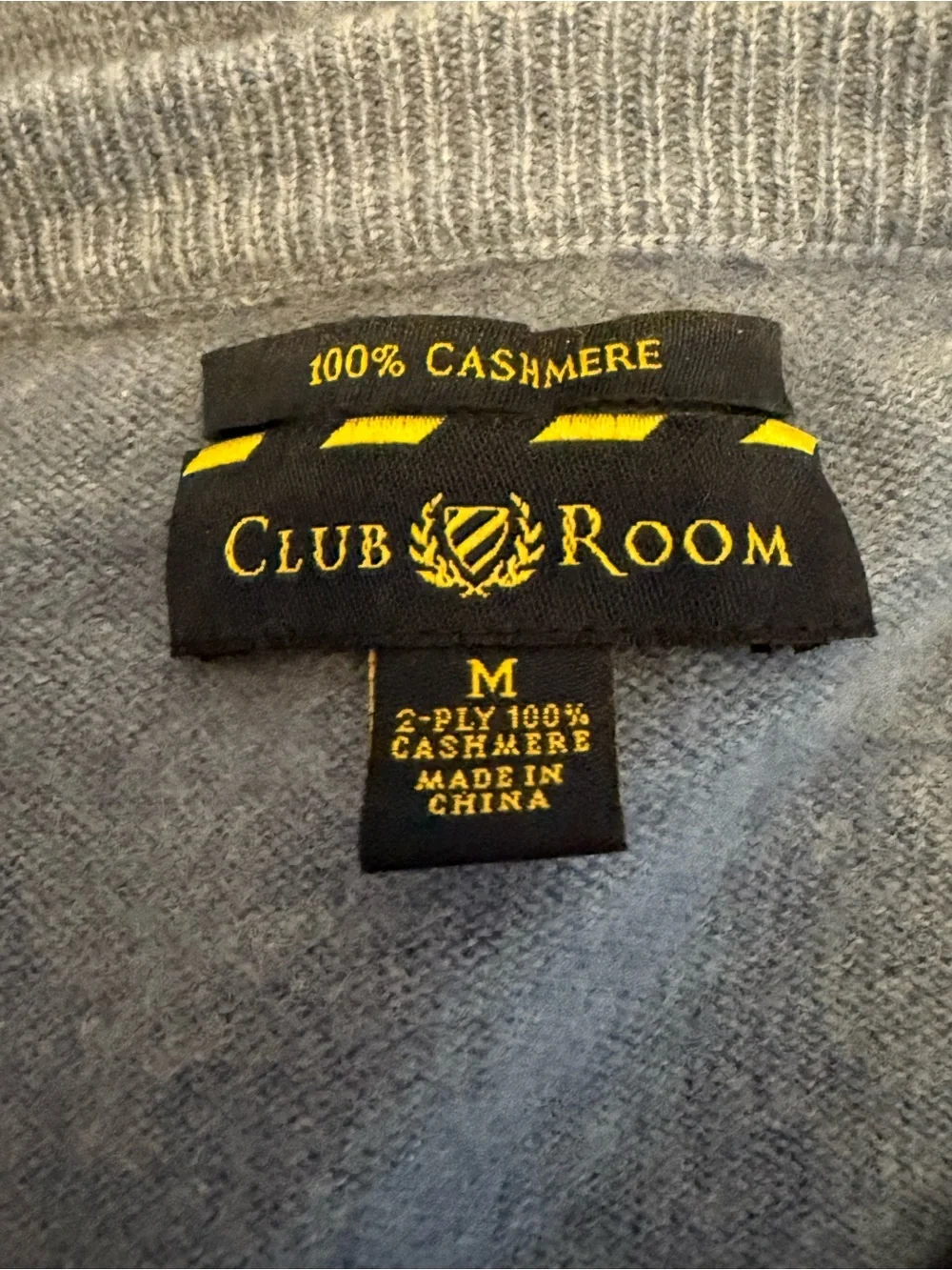Club Room Men's V-Neck 100% Cashmere Sweater 2 Ply Light Blue Size M NWOT
